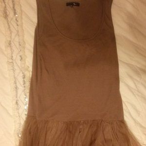 Anthropologie Brown Slip Dress with Tulle Bottom